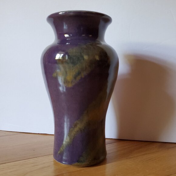 Purple and Yellow Pottery Vase signed St. Myers 2006 - Picture 10 of 11